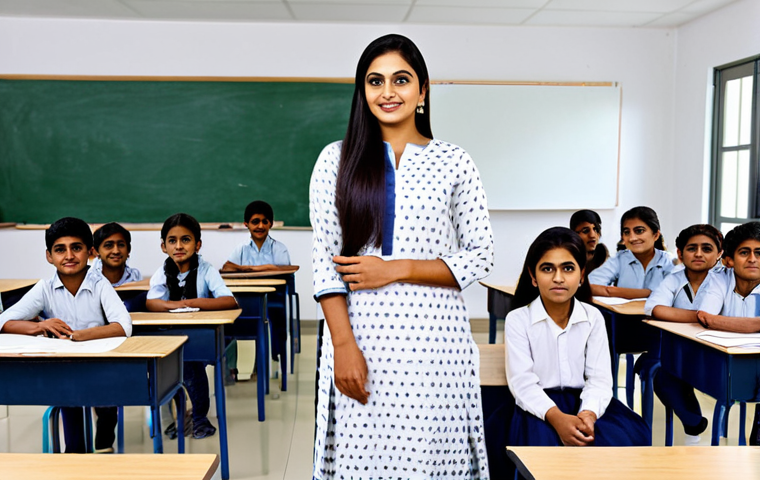 **

"A professional educator in a modest salwar kameez, standing in a modern classroom with diverse students, fully clothed, appropriate attire, safe for work, perfect anatomy, natural proportions, educational setting, high quality, family-friendly."

**