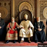 Home 21 아르메니아 국민 영웅 티그란 대왕 - A majestic ancient Armenian king Tigran the Great seated on a grand throne in a richly decorated roy...