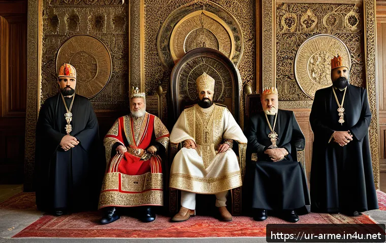 아르메니아 국민 영웅  티그란 대왕 - A majestic ancient Armenian king Tigran the Great seated on a grand throne in a richly decorated roy...
