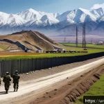 Home 18 아르메니아 터키 국경 폐쇄 이유 - A detailed and realistic illustration of the Armenia-Turkey border area showing a tense but non-viol...