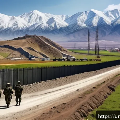 Home 30 아르메니아 터키 국경 폐쇄 이유 - A detailed and realistic illustration of the Armenia-Turkey border area showing a tense but non-viol...